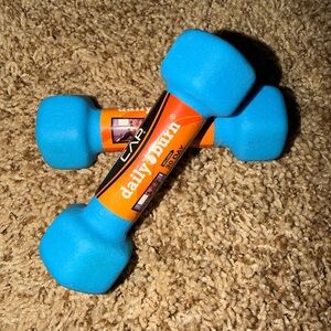 Two 2 lbs CAP Neoprene Dumbbells Daily Burn, New. Blue.